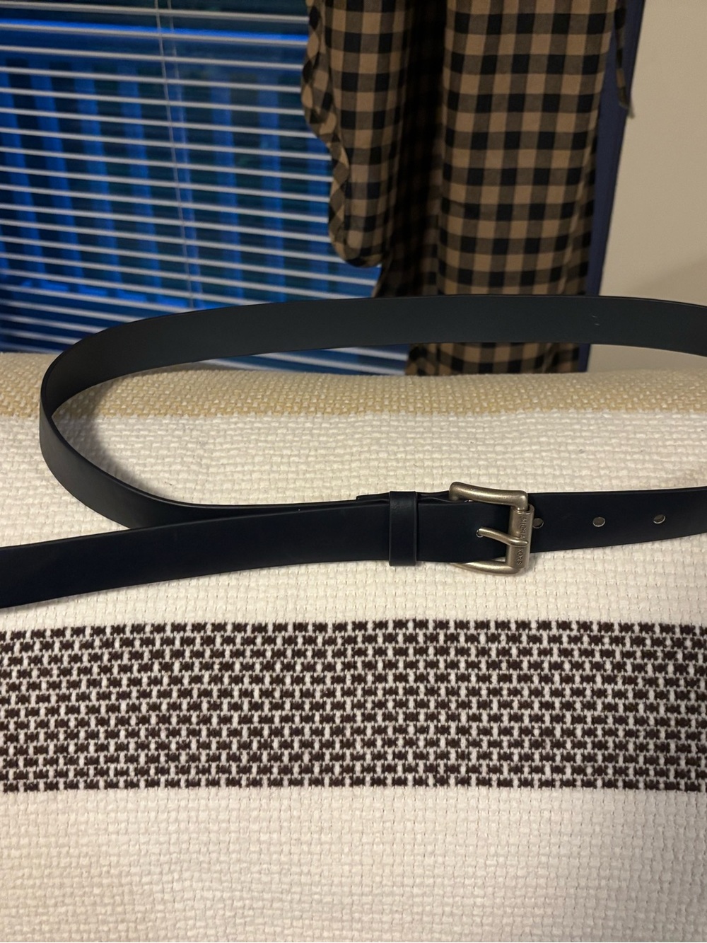 Michael Kors Black Leather Belt with Silver-Tone Buckle and Bonus Free Belt